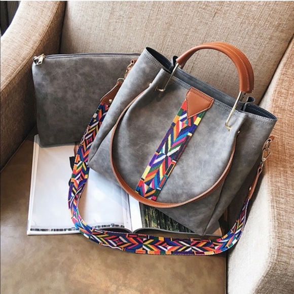 Handbags - 2 Piece Tote Set ✨MADRID✨ Grey Crossbody NEW